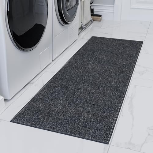 Ottomanson Door Mat Indoor Entryway Runner Rug – Non-Slip Durable Low-Pile Runner with Stain-Resistant Surface, 20" x 59", Black - color: Black