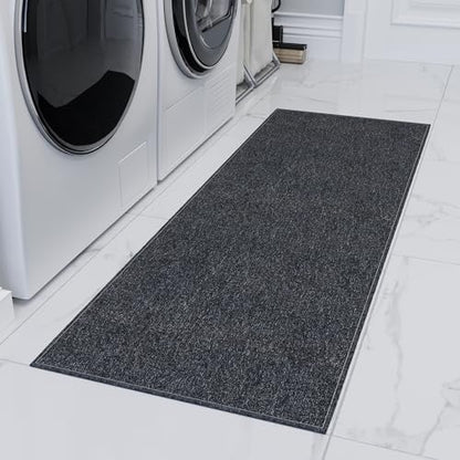 Ottomanson Door Mat Indoor Entryway Runner Rug – Non-Slip Durable Low-Pile Runner with Stain-Resistant Surface, 20" x 59", Black - color: Black