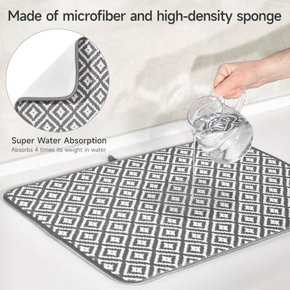 Large Dish Drying Mat 2 Pack,Cloth Tapete Escurridor De Platos,Xl - color: Dark Gray 2P 24*18