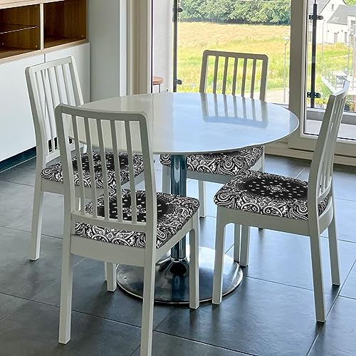 Abstract Paisley Silk Scarf Pattern Style Office Computer Chair Seat Covers Set of 1, Soft Stretch Rotating Desk Chair Seat Cushion Protectors - color: Black White Abstract Paisley Silk Scarf, size: Set of 1