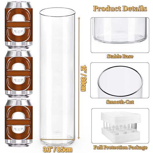 TBWIND 12pcs 12 Inch Clear Glass Cylinder Vases for Centerpieces - size: 12 Pack 12 Inch - Clear
