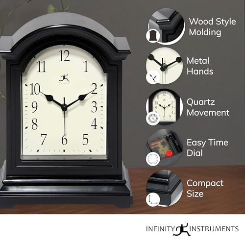 Infinity Instruments Brown Antique Grandfather Tabletop Clock 9 x 6 Mantle - color: Brown