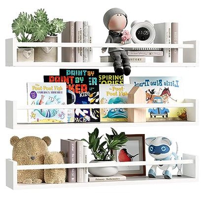 Fixwal Floating Nursery Book Shelves for Wall, 23.6 Inches, Set of 3, White - color: White, size: 23.6inches