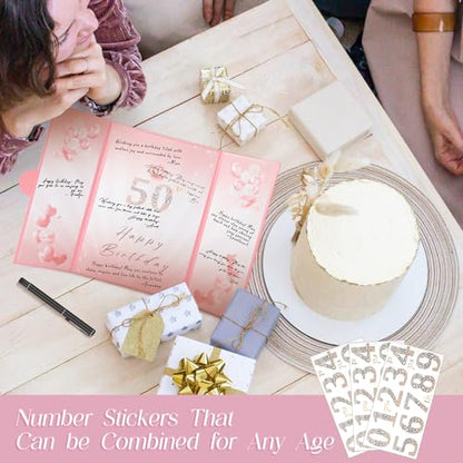 Pink Gold Birthday Party Decorations 18"x12" Guest Sign in Book Alternative - color: Pink