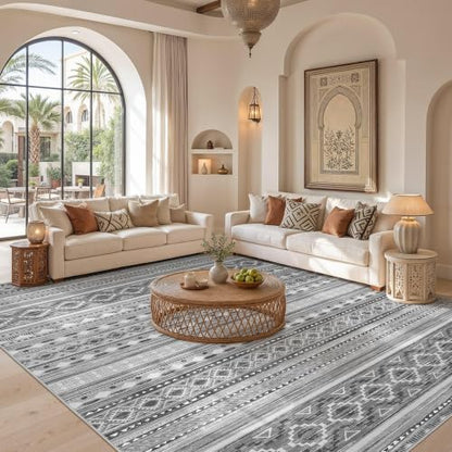 cotiled 6x9 Washable Area Rugs Living Room: Soft Lightweight Boho Rug - color: Beige Grey, size: 6' x 9' (Rectangular)