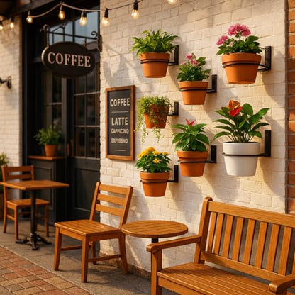 9-Pack 4/6/8 Inch Flower Pot Holder Ring Wall Mounted Metal Flower Pot Hangers Wall Hanger Bracket Rings Black Planter Bracket for Home, Garden, Indoor Outdoor Pots - size: 4''/6''/8''