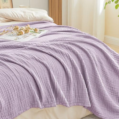 EMME Muslin Cotton Blanket Adults Heather Lavender Throw XL 50"x70" - color: 11 - Lavender, size: Large Throw (50" X 70")