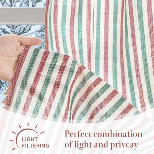 jinchan Linen Boxter Stripe Valances for Window 16 inch,Xmas Green, 1 Panel - color: Boxter Stripe | Xmas Green on Linen, size: 50"W x 16"L (Pack of 1)