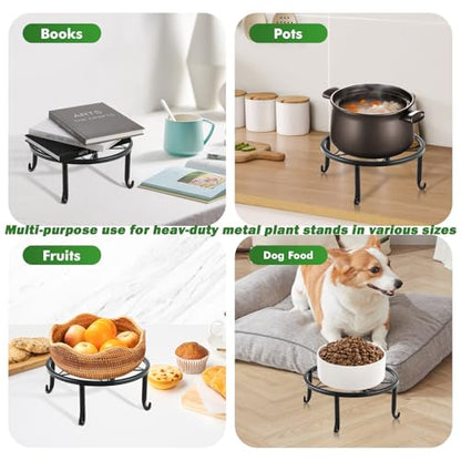 7-pack Metal Plant Stands Indoor Outdoor Rustproof Iron Potted Plant Holder Heavy-duty Round Flower Pot Riser Shelf for Garden, Patio, Corner Stand with Clear Water Tray 6.9"/ 7.9"/ 9"/ 10"/ 11" - size: 7 Pack (6.9, 7.9, 9, 10, 11 inch)
