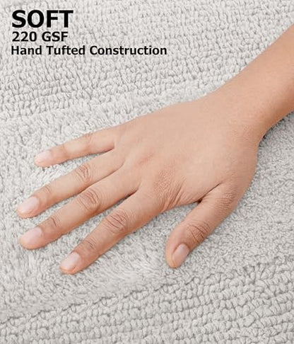COTTON CRAFT 2 Pack Reversible Bath Mat - Plush Bath Rug - 17x24 - Platinum - color: Platinum, size: 17x24 Inches