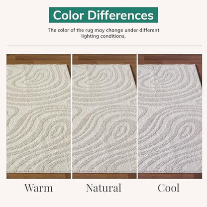 LUXE WEAVERS Geometric Swirl Cream 9x12 Area Rug High Low Modern Carpet