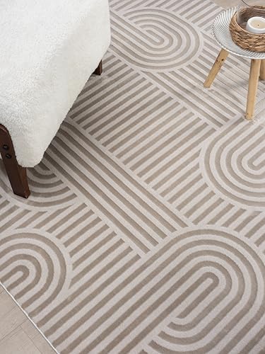 6x9 Beige Modern Geometric Area Rug for Living Room, Bedroom - color: 1004 - Beige, size: 6' x 9' (Rectangular)