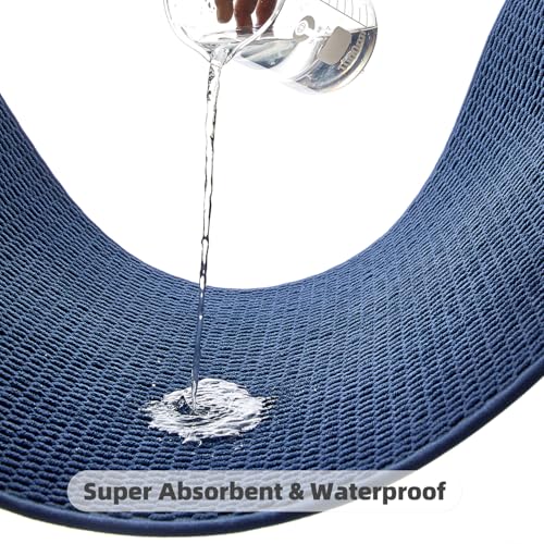 TYUU Bathroom Rugs Non Slip Washable, Super Absorbent Thin Bath Mat Quick Dry Low Pile Bathroom Rug, Navy Blue 24"x36" - color: Navy Blue, size: 2' X 3' (Rectangular)