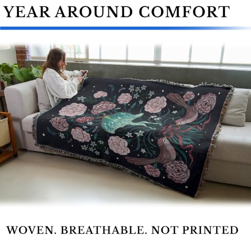 Pure Country Weavers Carnation January Flower Blanket by Episodic Drawing- Fantasy Gift Tapestry Throw Woven from Cotton - Made in The USA (72x54) - color: Carnation January Flower, size: 72x54