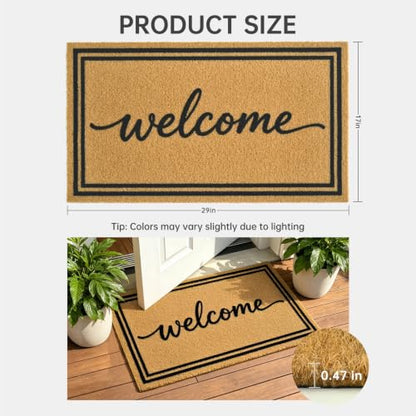 Front Door Mat Outside Non-Slip Welcome Doormat (Welcome, 17x29 in) - color: 1- Welcome Border- 2