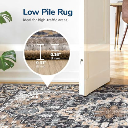Lessymo 2 x 3 Entryway Rug, Washable Boho Area Rug for Bedroom, Black Brown - color: Black Brown, size: 2' x 3' (Rectangular)