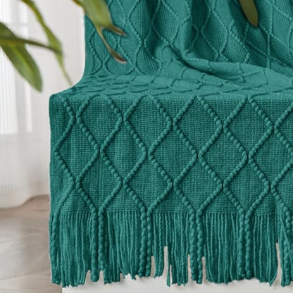 inhand Blue Knitted Throw Blanket for Couch and Bed, 60"x80" - color: Blue, size: 60"x80"