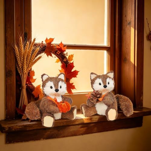 Lulu Home Handmade Set of 2 Fox Fall Decorations