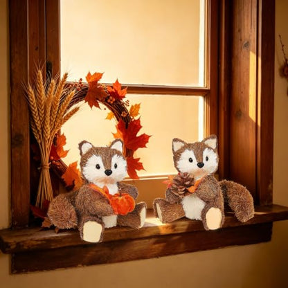 Lulu Home Handmade Set of 2 Fox Fall Decorations