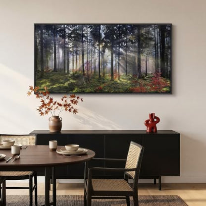 Large Framed Modern Forest Landscape Wall Art for Living Room, 60x30 Inch - color: Red Green