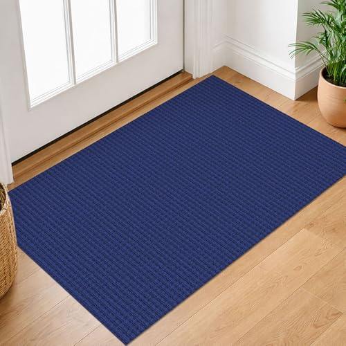 IOHOUZE Small Area Rug 2x3 Washable Woven Rugs for Entryway Non Slip Rubber Backed Front Door Rugs Indoor Doormat Throw Rug Floor Carpet for Entrance Kitchen, Royal Blue/Navy - color: Royal Blue/Navy, size: 2' x 3' (Rectangular)