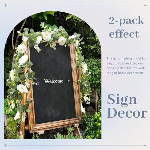Der Rose 2Pcs 6.5FT Wedding Decor Artificial Flower Eucalyptus Garland - color: White 2 Pcs