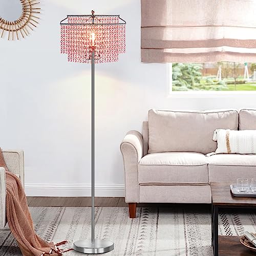 Luvkczc Pink Crystal Floor Lamp, 64" Tall Standing Lamps - color: Pink