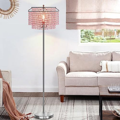 Luvkczc Pink Crystal Floor Lamp, 64" Tall Standing Lamps - color: Pink