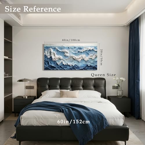 imjiayu Abstract Large Wall Art Blue White Wave Canvas Prints 20"x40" - color: Abstract Sea, size: 40"L x 20"W