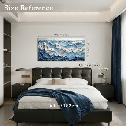 imjiayu Abstract Large Wall Art Blue White Wave Canvas Prints 20"x40" - color: Abstract Sea, size: 40"L x 20"W