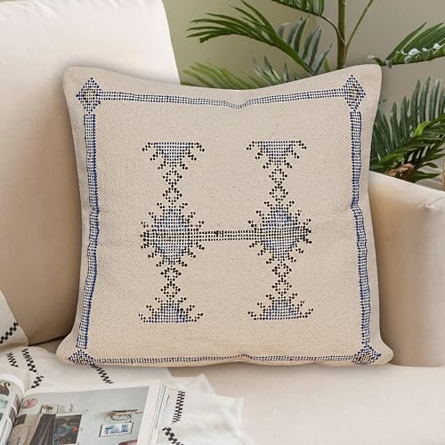 Indian Cotton Cushion Cover Sabra Kilim Pillow Cover Designer Decorative Sofa 18x18 Inche Handwoven Cushion Case for Farmhouse Home Decor Spring Decorative Pillow (Pattern 22) - color: Pattern 22