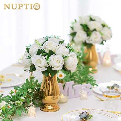NUPTIO White Flower Centerpieces for Wedding Tables, Artificial Flower Ball - color: White, size: 2 Pcs