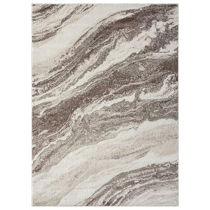 LUXE WEAVERS Abstract Art Deco Area Rug Brown 5x7 - color: Brown, size: 5' x 7' (Rectangular)