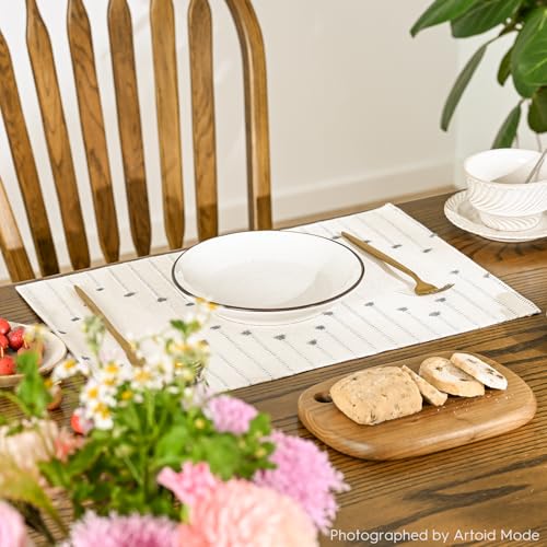 Artoid Mode Light Grey Farmhouse Woven Rustic Placemats Set of 4-12x18 Inch - color: Light Grey, size: 12" x 18", 4 Pcs