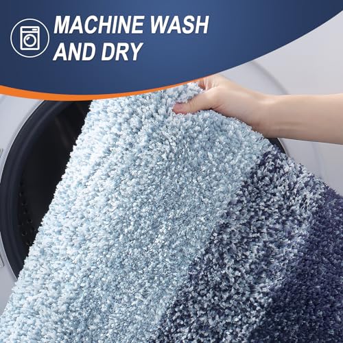 OLANLY Small Bathroom Rugs 24x16, Extra Soft Absorbent Microfiber Bath Rugs - color: Airy Blue, size: 24" X 16"