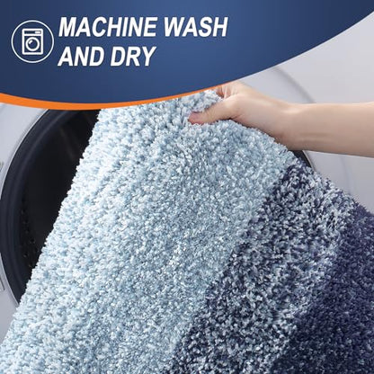 OLANLY Small Bathroom Rugs 24x16, Extra Soft Absorbent Microfiber Bath Rugs - color: Airy Blue, size: 24" X 16"