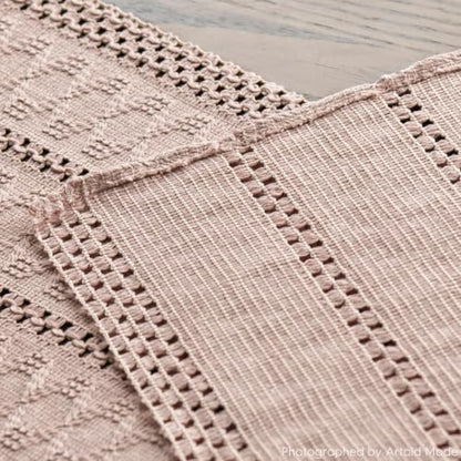 Artoid Mode Pink Woven Farmhouse Hollow Table Runner 12x36 Inch - color: Pink, size: 12" x 36", Table Runner
