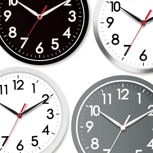 AKCISOT 8 Inch Wall Clock, Silent Battery Operated Analog Clock, Black - color: J_black-black, size: 8 Inch