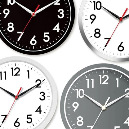 AKCISOT 8 Inch Wall Clock, Silent Battery Operated Analog Clock, Black - color: J_black-black, size: 8 Inch