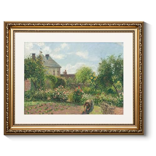 ARPEOTCY Vintage Gold Framed Wall Art Decor, Garden Landscape Paintings, Victorian Wall Art for Living Room Bedroom Bathroom, Canvas Antique Pictures Frame Artwork, 13x16 inch - color: The Artist's Garden, size: 16"L x 13"W