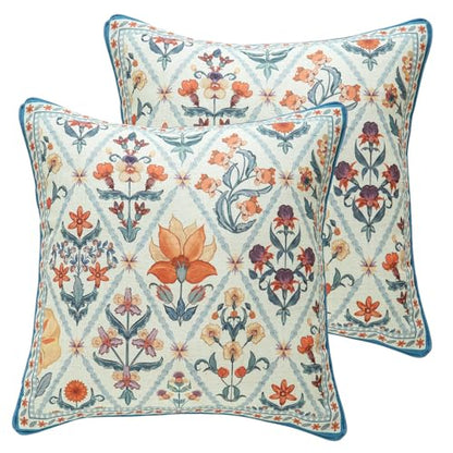 ISAENNE Designer Square Throw Pillow Cover,Set of 2,18"x18" - color: Floralsea a, size: 18" x 18" (Pack of 2)