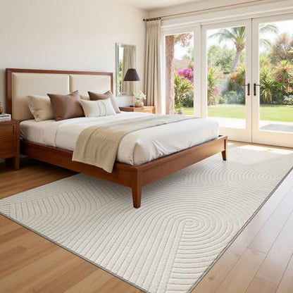 U'Artlines 5x7ft Washable Area Rug for Living Room, Beige - size: 5 x 7ft