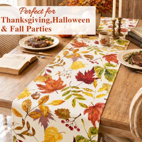 ONFAON Fall Decorations for Home, Fall Maple Leaves Table Runner - size: table runner-Fall Leave