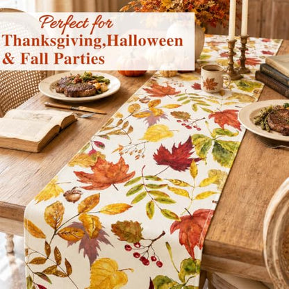 ONFAON Fall Decorations for Home, Fall Maple Leaves Table Runner - size: table runner-Fall Leave