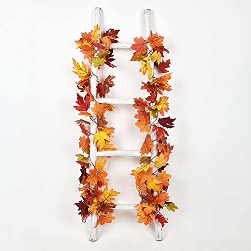 Lvydec 2 Pack Fall Maple Garland - 5.9ft/Strand Artificial Fall Foliage Garlands Assorted Color Leaves Autumn Decor for Home Wedding Halloween Thanksgiving Party - color: 9 Color Maple Leaves