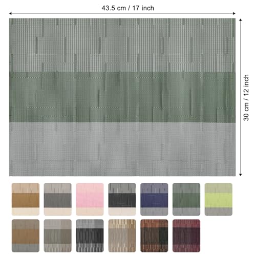 Placemats Set of 8, Vinyl Woven Heat-Resistant Place Mats - color: Gray Sage Green, size: Set of 8