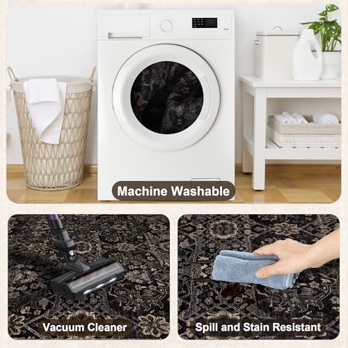 2x3 Entryway Rug Black Gold Washable Rugs for Entryway Kitchen - color: Black Gold, size: 2'*3'(Rectangular)