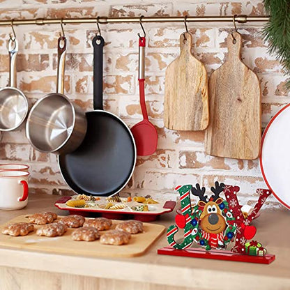 Blulu Christmas Wooden Signs Tabletop Farmhouse Centerpieces, Red, 3 Pcs - color: Red
