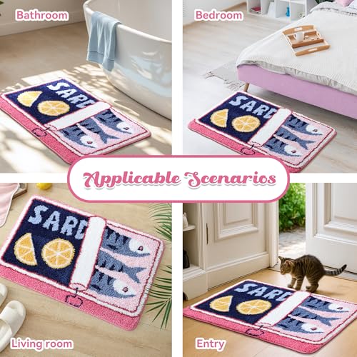 TRUEDAYS Sardine Bath Mat, Cute Bath Mat for Bathroom 20x30 Inch, Pink - color: Pink, size: 20x30 inches (Rectangular)