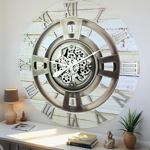 ImprovingLife The Gears Clock Real Moving Gear Wall Clock England Line (Desert Beige, 24 inches (60 cm)) - color: Desert Beige, size: 24 inches (60 cm)